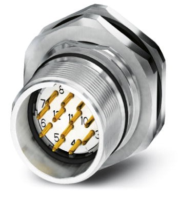 Phoenix Contact M23 Receptacle; CA-09P1N8AHZ00; Male; 8&plus;1-Pin; Rear Mount; Crimp Contacts
